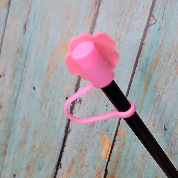 Pink Flower Straw Topper - Picture 2 of 5